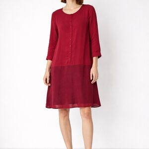 eileen fisher colorblock silk tunic dress EILEEN FISHER 100% Silk BalletNK long sleeve shirt dress womens small